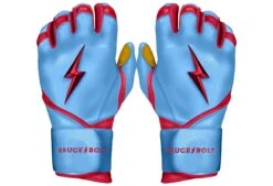 Bruce Bolt PREMIUM PRO BADER Series Long Cuff Batting Gloves: Baby Blue