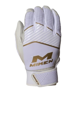 Miken Softball MK7X Adult White And Gold Batting Gloves: MBGGLD-WHT 5 Miken Softball MK7X Adult White And Gold Batting Gloves: MBGGLD-WHT -NEW ERA Store MBGGLDwhite3
