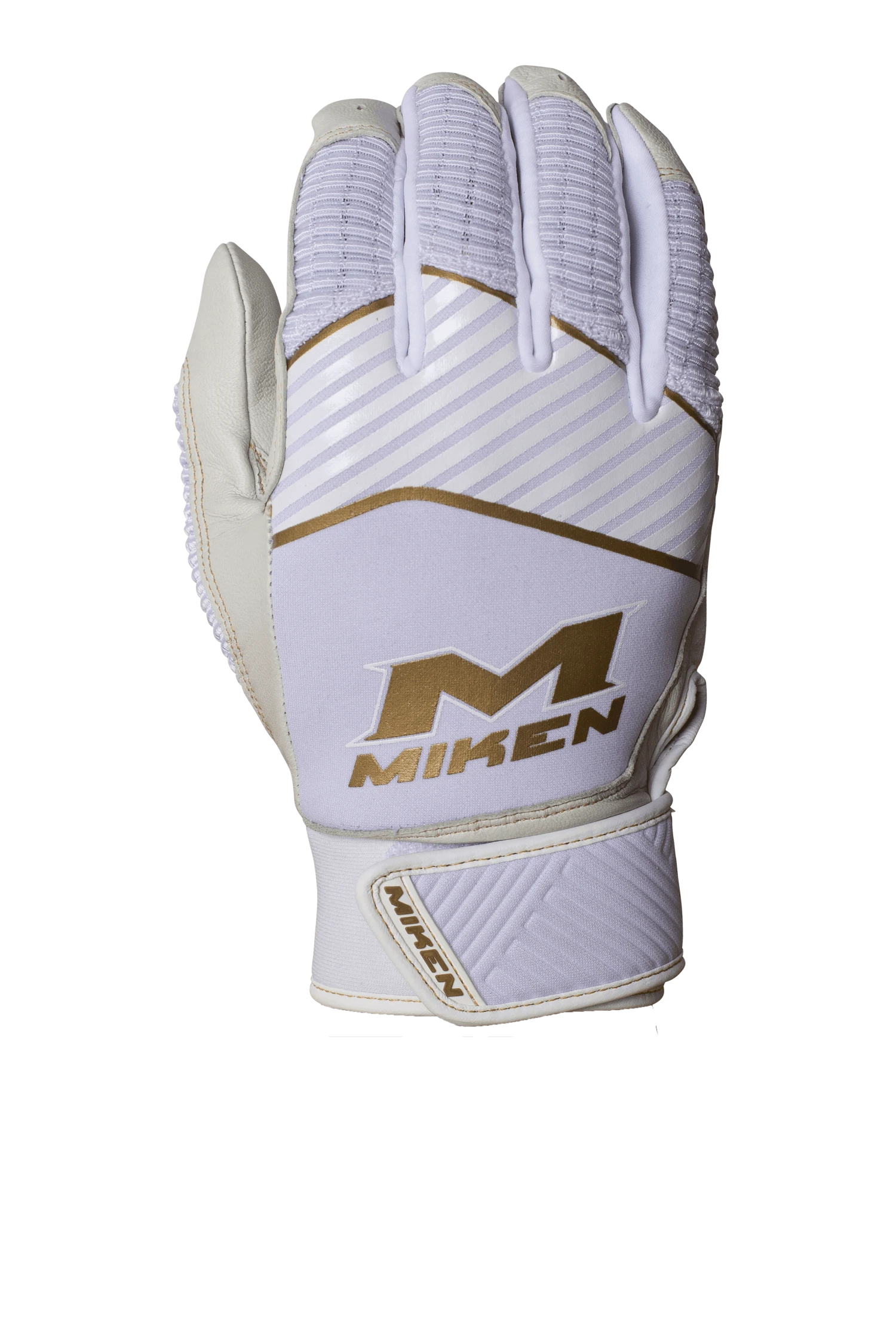 Miken Softball MK7X Adult White And Gold Batting Gloves: MBGGLD-WHT 3 Miken Softball MK7X Adult White And Gold Batting Gloves: MBGGLD-WHT - Image 3