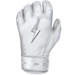 Bruce Bolt PREMIUM PRO Chrome Series Short Cuff Batting Gloves: White -NEW ERA Store SC CHRW LEFT
