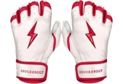 Bruce Bolt PREMIUM PRO BADER Series Short Cuff Batting Gloves: White