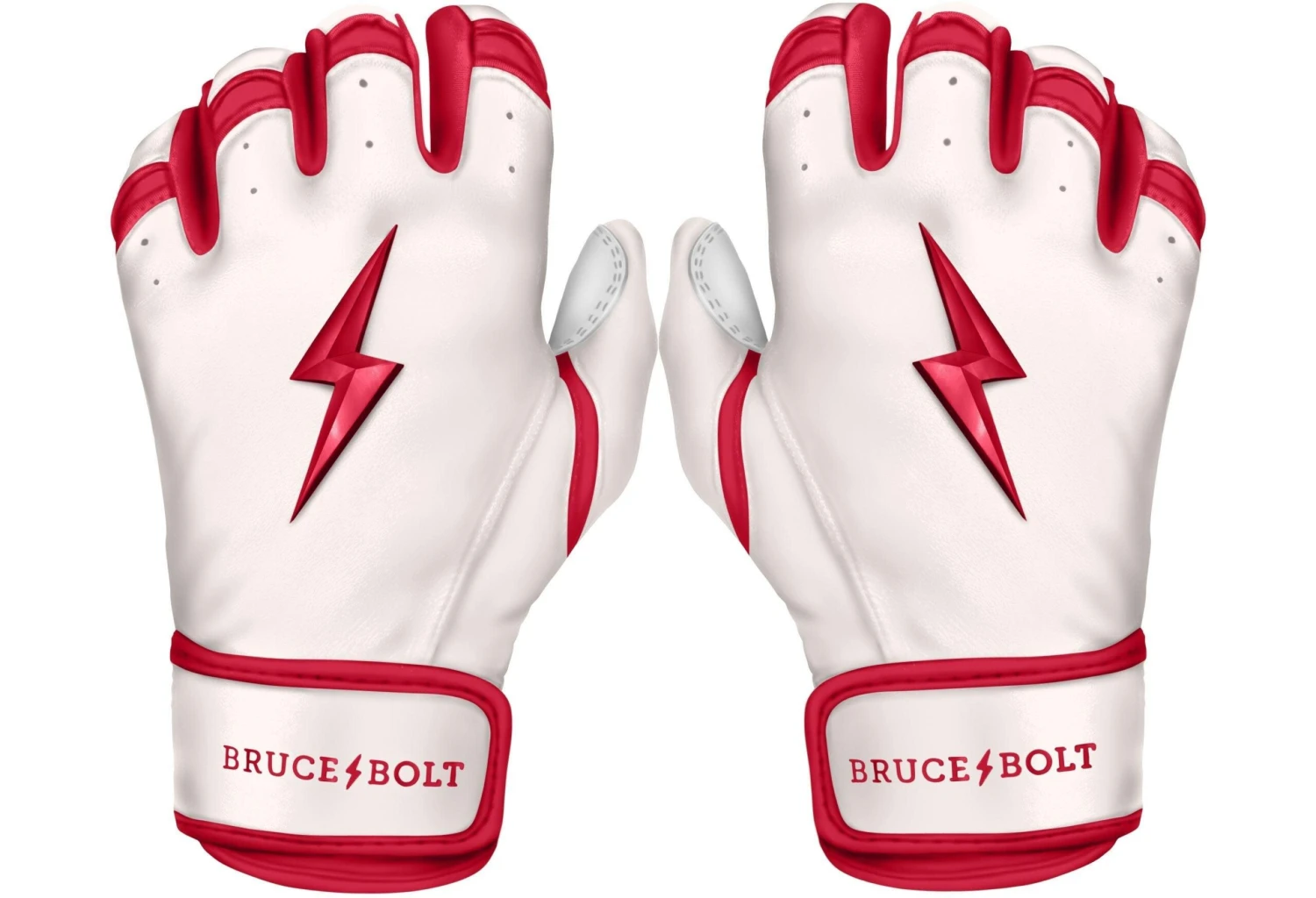 Bruce Bolt PREMIUM PRO BADER Series Short Cuff Batting Gloves: White 1 Bruce Bolt PREMIUM PRO BADER Series Short Cuff Batting Gloves: White