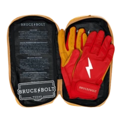 Bruce Bolt PREMIUM PRO Short Cuff Batting Gloves: Red -NEW ERA Store SC REDG BAG2