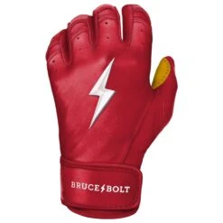 Bruce Bolt PREMIUM PRO Short Cuff Batting Gloves: Red -NEW ERA Store SC REDG LEFT