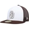 Men's San Diego Padres New Era White/Brown 2023 On-Field Batting Practice 59FIFTY Fitted Hat