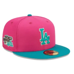 Men's Los Angeles Dodgers New Era Pink/Green Cooperstown Collection 1981 World Series Passion Forest 59FIFTY Fitted Hat