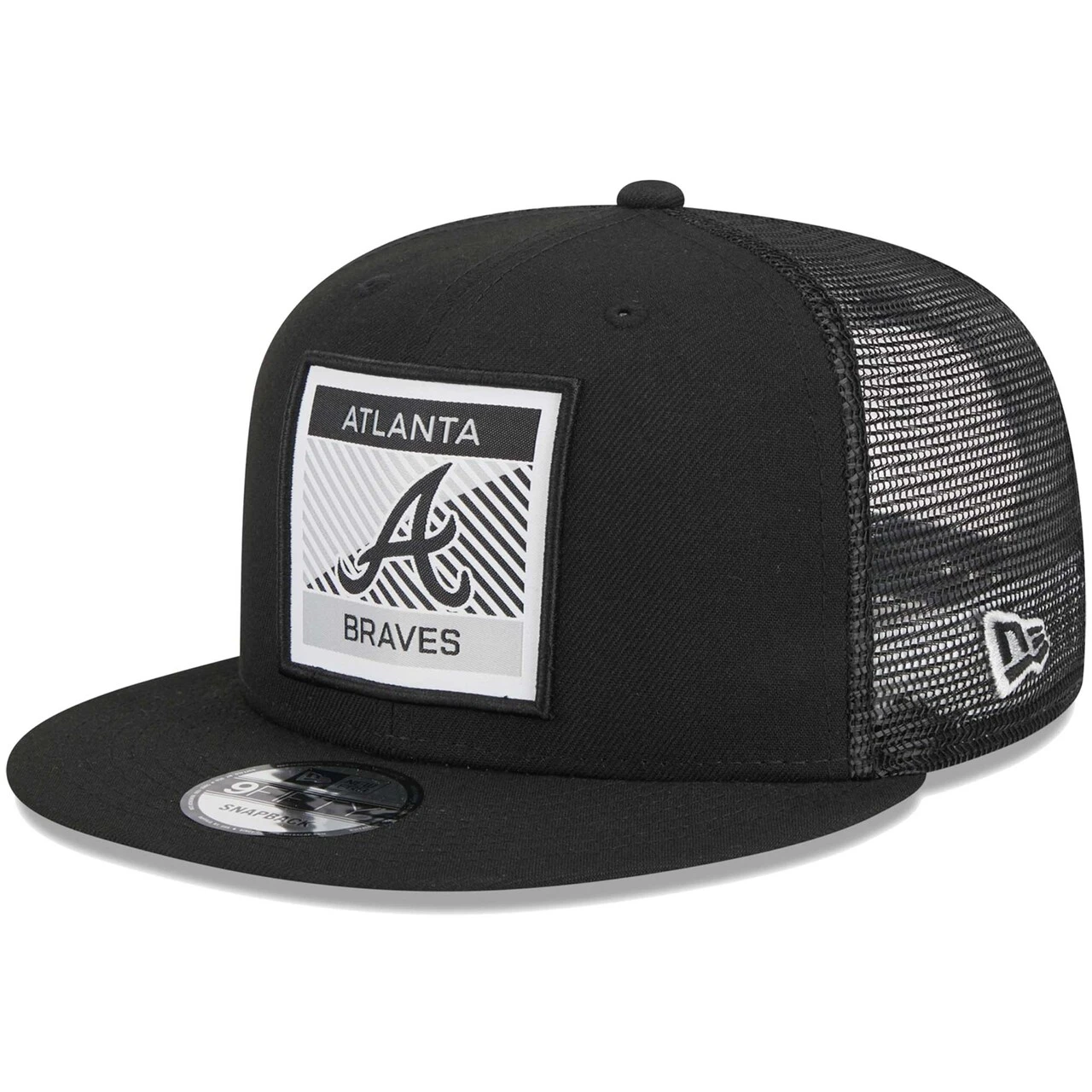Men's Atlanta Braves New Era Black Scratch Squared Trucker 9FIFTY Snapback Hat 1 Men's Atlanta Braves New Era Black Scratch Squared Trucker 9FIFTY Snapback Hat