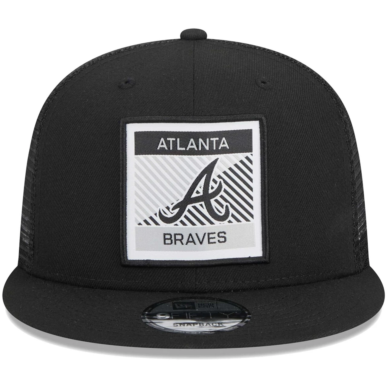 Men's Atlanta Braves New Era Black Scratch Squared Trucker 9FIFTY Snapback Hat 2 Men's Atlanta Braves New Era Black Scratch Squared Trucker 9FIFTY Snapback Hat - Image 2