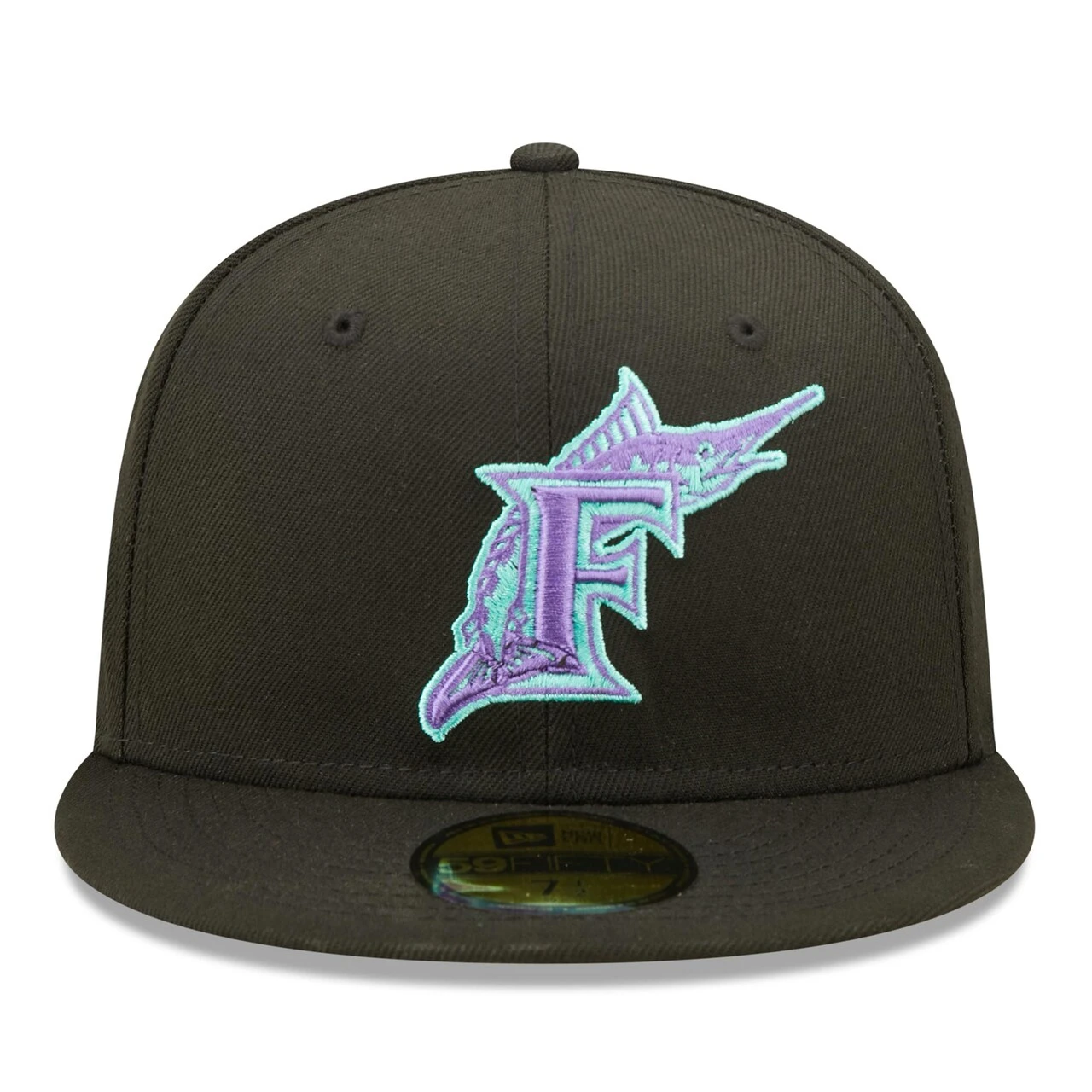 Men's Florida Marlins New Era Black 2003 World Series Black Light 59FIFTY Fitted Hat 2 Men's Florida Marlins New Era Black 2003 World Series Black Light 59FIFTY Fitted Hat - Image 2