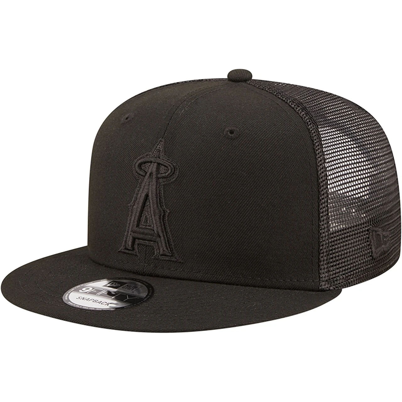 Men's Los Angeles Angels New Era Blackout Trucker 9FIFTY Snapback Hat 1 Men's Los Angeles Angels New Era Blackout Trucker 9FIFTY Snapback Hat