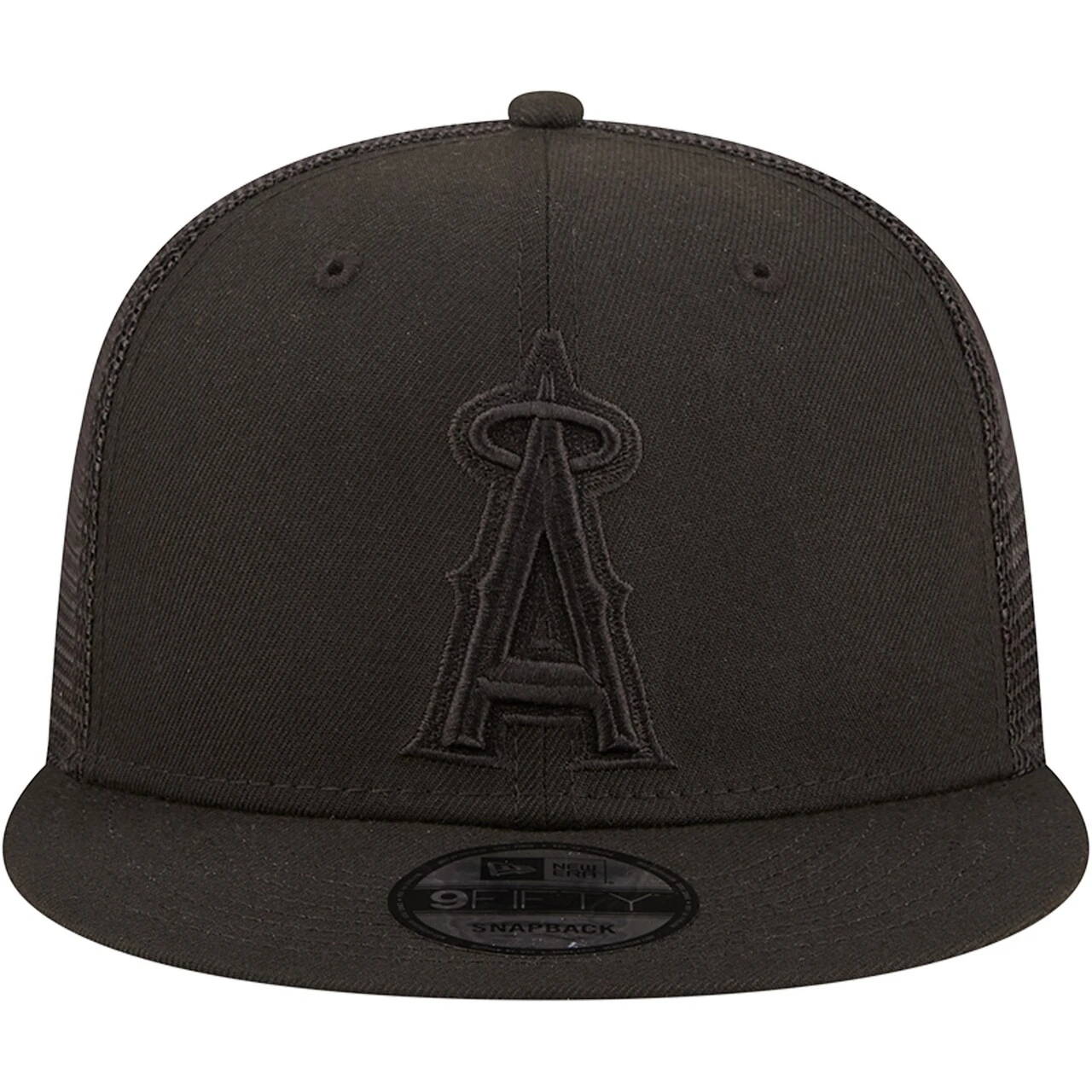 Men's Los Angeles Angels New Era Blackout Trucker 9FIFTY Snapback Hat 2 Men's Los Angeles Angels New Era Blackout Trucker 9FIFTY Snapback Hat - Image 2