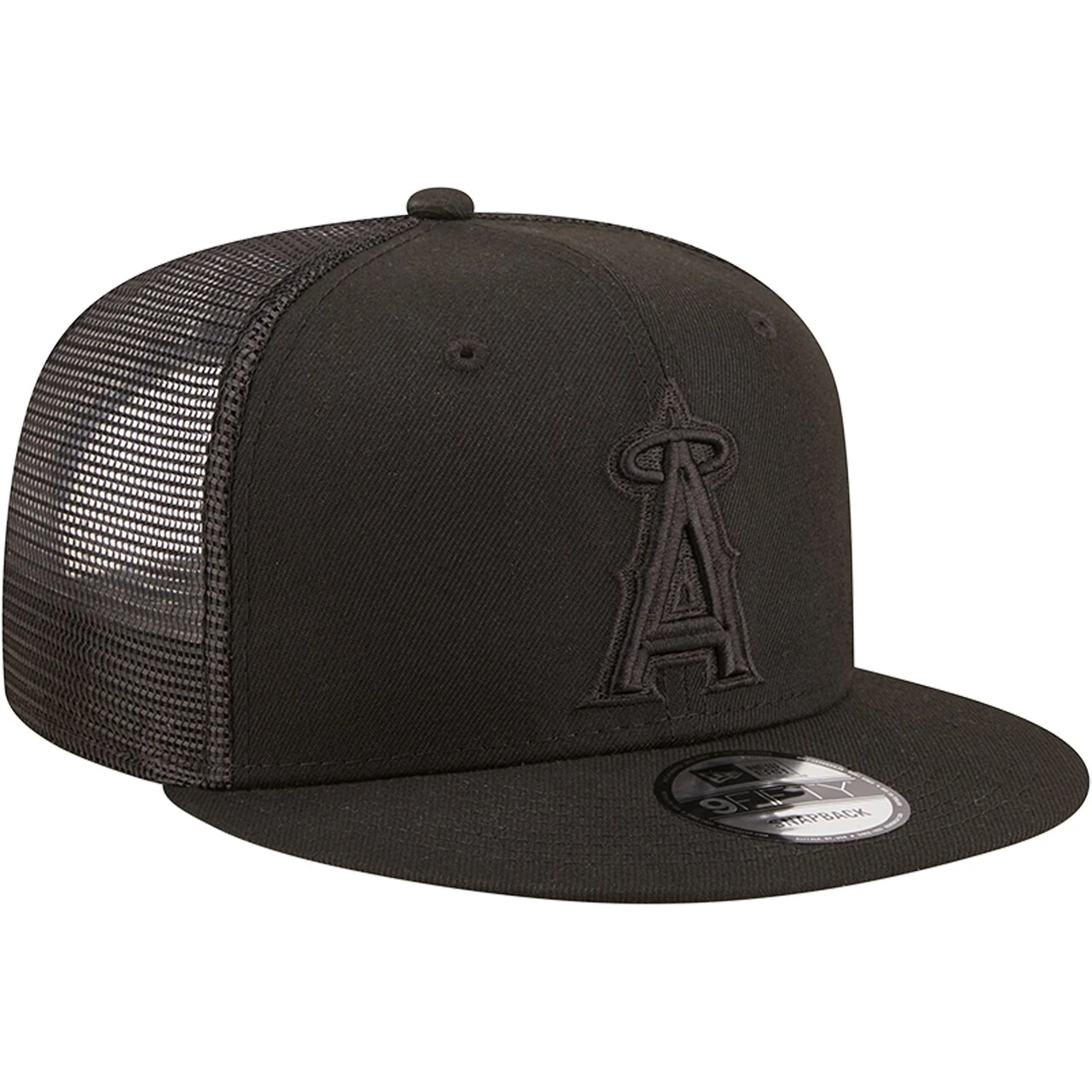 Men's Los Angeles Angels New Era Blackout Trucker 9FIFTY Snapback Hat 3 Men's Los Angeles Angels New Era Blackout Trucker 9FIFTY Snapback Hat - Image 3