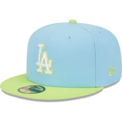 Men's Los Angeles Dodgers New Era Light Blue/Neon Green Spring Color Two-Tone 59FIFTY Fitted Hat