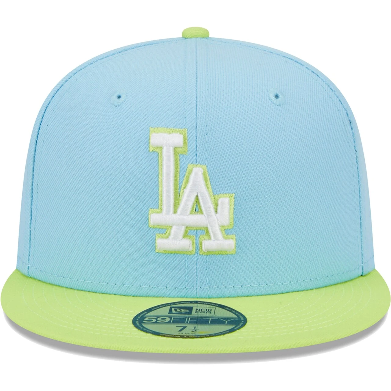 Men's Los Angeles Dodgers New Era Light Blue/Neon Green Spring Color Two-Tone 59FIFTY Fitted Hat 2 Men's Los Angeles Dodgers New Era Light Blue/Neon Green Spring Color Two-Tone 59FIFTY Fitted Hat - Image 2