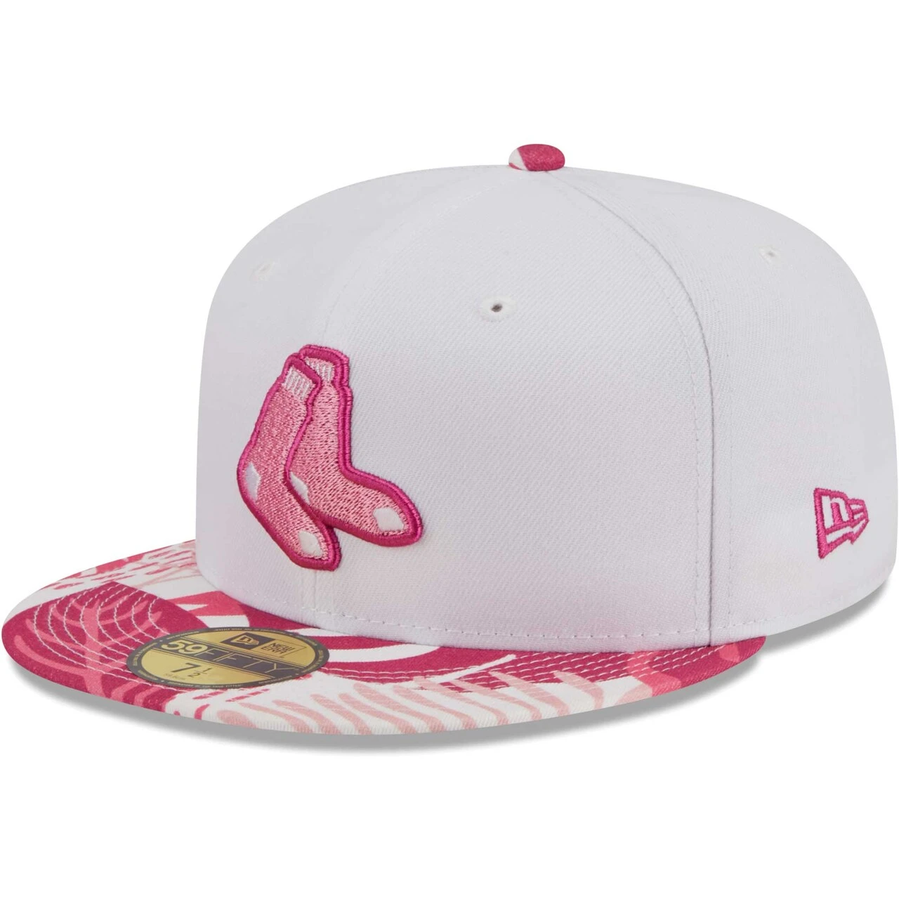 Men's Boston Red Sox New Era White/Pink Flamingo 59FIFTY Fitted Hat 1 Men's Boston Red Sox New Era White/Pink Flamingo 59FIFTY Fitted Hat