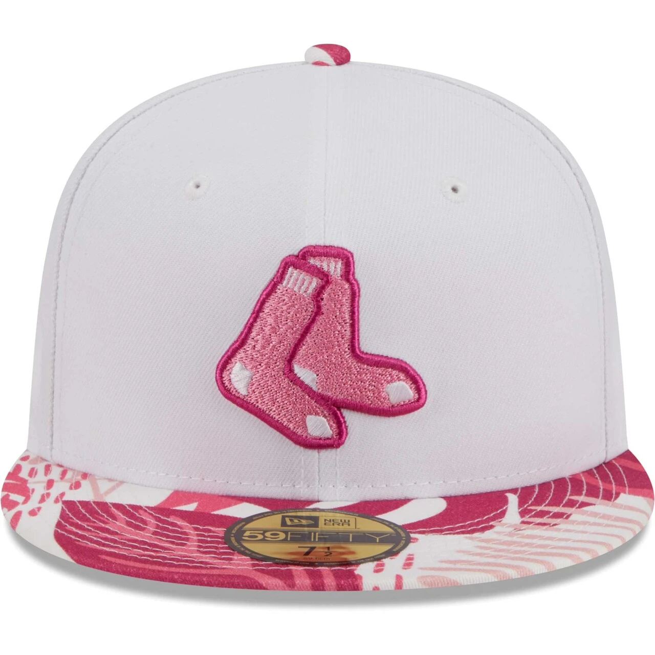 Men's Boston Red Sox New Era White/Pink Flamingo 59FIFTY Fitted Hat 2 Men's Boston Red Sox New Era White/Pink Flamingo 59FIFTY Fitted Hat - Image 2