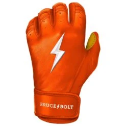 Bruce Bolt PREMIUM PRO Short Cuff Batting Gloves: Orange -NEW ERA Store premium pro short cuff batting gloves orange brucebolt 128747