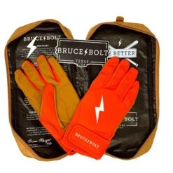 Bruce Bolt PREMIUM PRO Short Cuff Batting Gloves: Orange -NEW ERA Store premium pro short cuff batting gloves orange brucebolt 666699